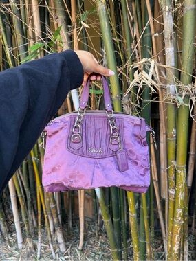 SOLD - Coach Lilac Signature Satchel with Chain Handles